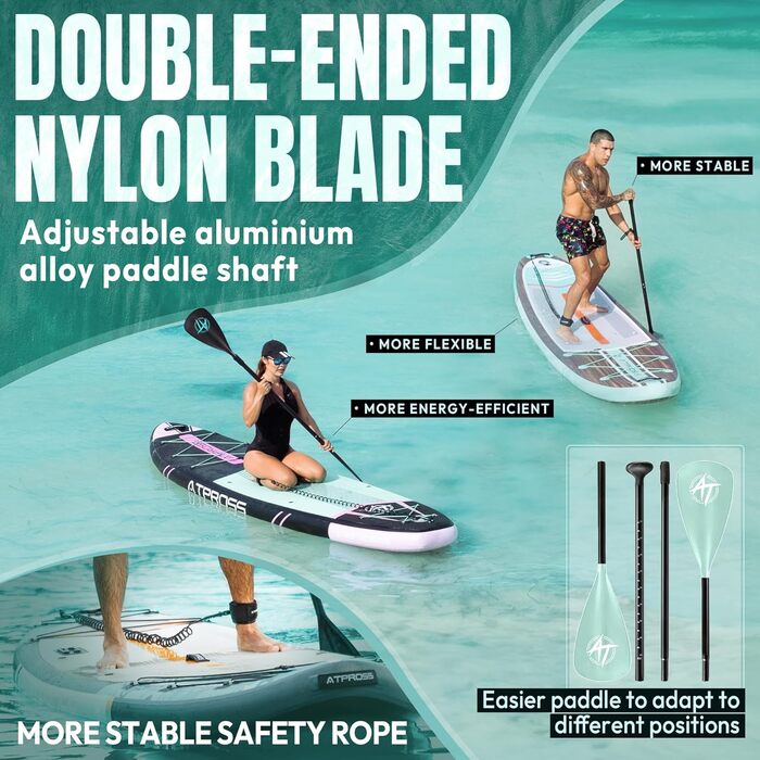 Надувний SUP-борд ATPROSS 350x89x15см, 200кг, для дорослих, зі аксесуарами, рюкзаком, для йоги, риболовлі, серфінгу, стабільний, неслизький, Kayak, Boat, Holzmaserung
