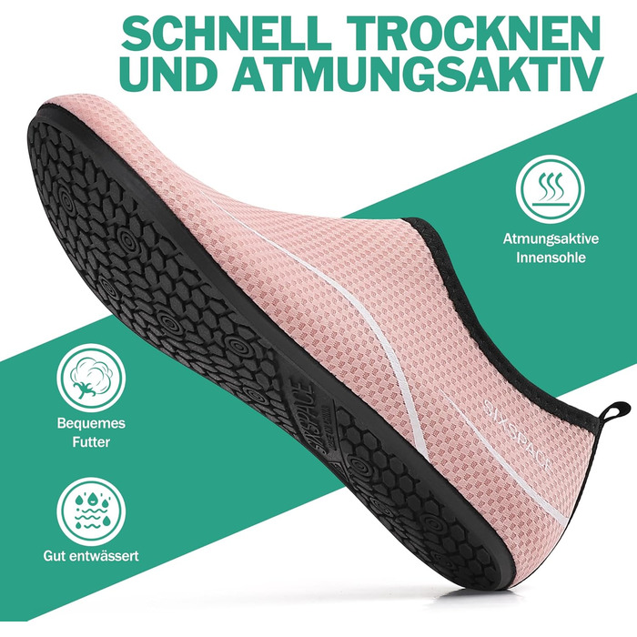 Шкарпетки для плавання та водних видів спорту, дихаючі, швидковисихаючі, унісекс, розмір 34-47, колір рожевий