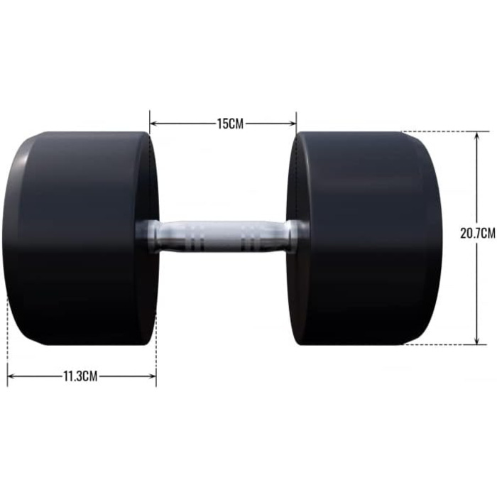 Гантель GORILLA SPORTS 40 кг, кругла, гумова, гантель для фітнесу з чавунним осердям, нековзка рукоятка, чорна