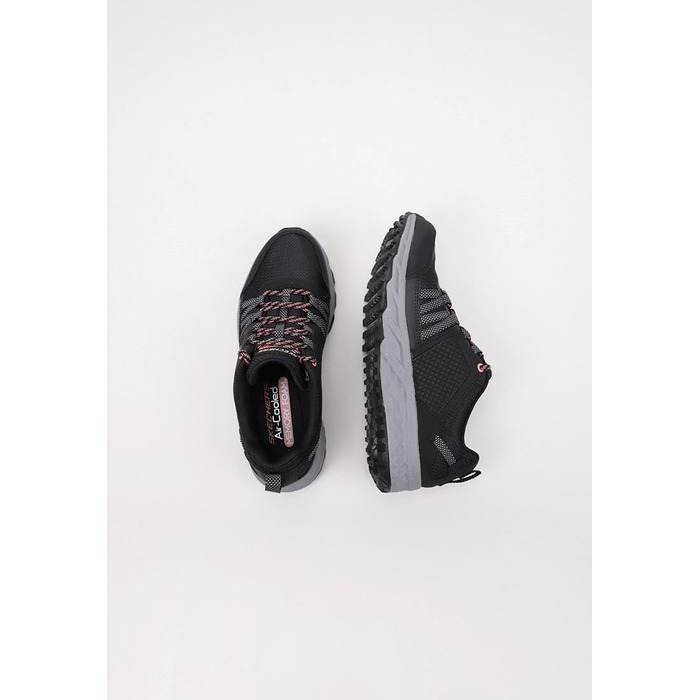 Жіночі туристичні черевики Skechers Escape Plan, чорна шкіра, сітка, рожева окантовка (35 EU)