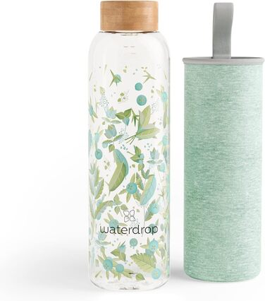 Скляна пляшка для води waterdrop® Edition 600 мл, боросилікатна, герметична, підходить для газованої води, BPA-free, з неопреновим чохлом, підходить для посудомийки