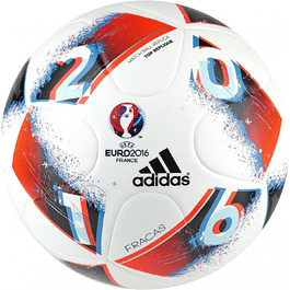 Футбольний м’яч adidas Euro 2016 Fracas Top Replica, розмір 5, біло-синьо-червоний, сріблястий