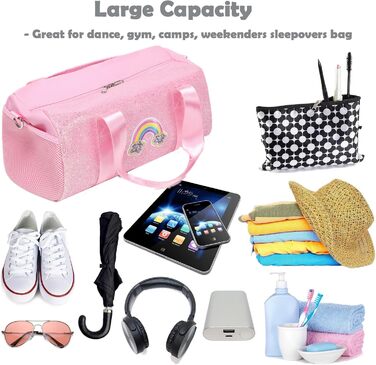 Дитяча танцювальна сумка Jumpopack з блискітками, райдужна, для балету, плавання, через плече