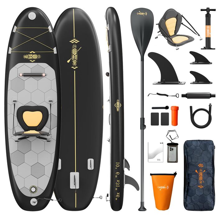 Надувне SUP-борд JUMMICO: стабільний, швидкий, з рюкзаком (чорний)