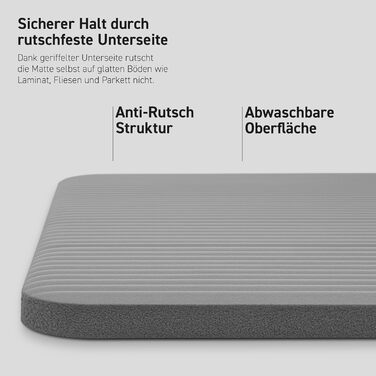 MSPORTS Килимок для гімнастики Преміум з сумкою, постером та додатком для фітнесу. Зручний, 190 x 80 x 1,5 см, антрацит. Без фталатів. Килимок для йоги сіро-антрацитового кольору 190 x 80 x 1,5 см