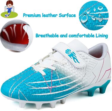 Дитячі футбольні бутси з шипами, професійні, для хлопчиків та дівчаток, розмір 35 EU, біло-блакитні