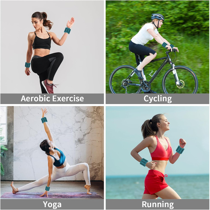 Набір напульсників з обтяженням для зап'ястя та щиколоток Smlper (2 шт., 2 кг), для фітнесу, йоги, танців, ходьби, бігу (зелений)