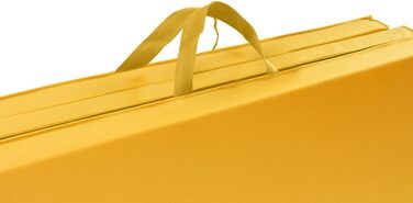 Складаний гімнастичний мат Hop-Sport 180x60x5 см, жовтий, товщина 4/5 см, для дому, фітнесу та гімнастики, з ручками для перенесення