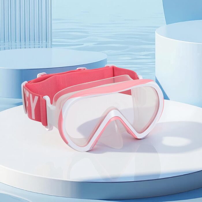 Дитячі маски для снорклінгу Kinder з трубкою, 180° панорама, проти запотівання, для дітей 4-16 років (рожевий)