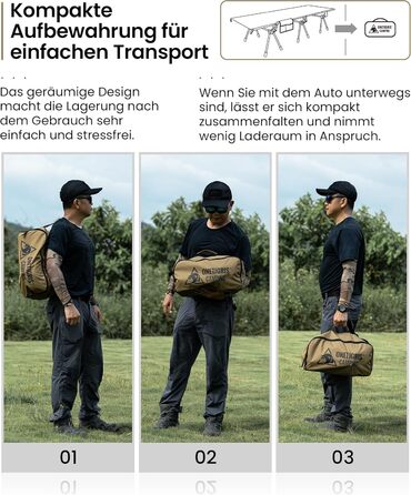 OneTigris SUPRANUBIS розкладне ліжко для кемпінгу 190x70 см, легке, портативне, до 150 кг, для намету, відпочинку на природі, подорожей, саду, офісу, колір Койот