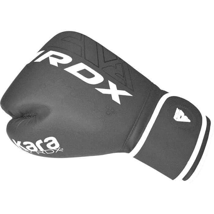 Дитячі боксерські рукавички RDX KARA 6oz для муай-тай, кікбоксингу, спарингу, MMA, з екошкіри Maya Hide, чорні/білі