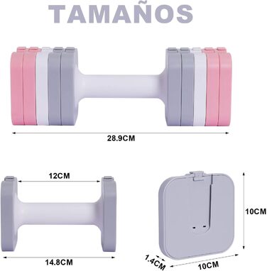 Регульовані гантелі 10 кг (2 x 5 кг), водонепроникні, компактні, легко регулюються, для тренувань вдома, змішані кольори