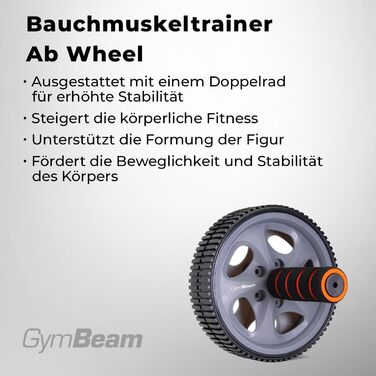 Ролер для пресу GymBeam - тренажер для м'язів живота, неслизькі ручки, для комплексних тренувань, ефективний фітнес-інвентар для дому, спортзалу та в дорогу