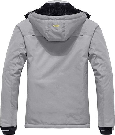 Чоловіча гірськолижна куртка Wantdo: теплий флісовий мантель, водонепроникна та дихаюча, з капюшоном, вітрозахист, сірий колір, розмір XL