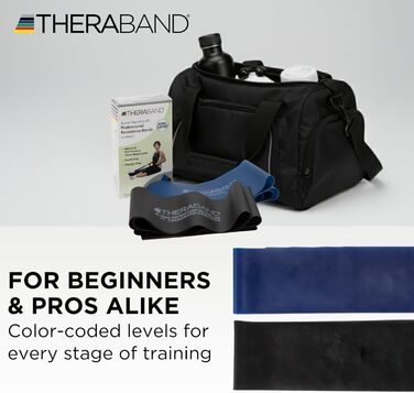 Еспандер гумовий TheraBand 1.5м для фітнесу та реабілітації (синій/чорний, латекс)