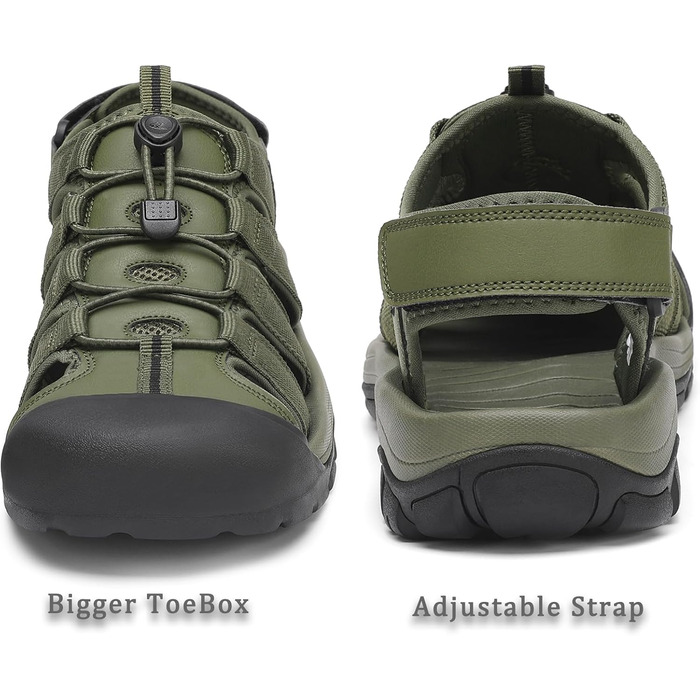 Чоловічі сандалі FLARUT літні трекінгові спортивні закритим носком, зелені 43 EU