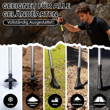 Складні трекінгові палиці | Телескопічні палиці для ходьби | Палиці для Nordic Walking та гірських походів | Алюміній, 115-135 см