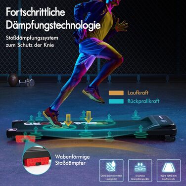 Walkingpad Laufband BLACK LORD MS2: біговий доріжки, 9-16 км/год, регулювання нахилу до 9%, 2.2-3.2 PS, до 140 кг, портативний, тихий, LED-дисплей, додаток, для дому та офісу, біг, фітнес-машина (чорний)