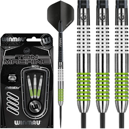 Дротики WINMAU Ton Machine 21 г, професійні, вольфрамові, сталевий наконечник, з оперенням і стрижнями