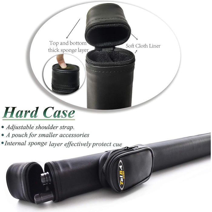 Професійний бильярдний кий Billard-Queuestab S7+ з чохлом Hartschalenkoffer, 13 мм наконечник, 147,3 см, канадський клен, 3 аксесуари, 18-22 г (на вибір), блакитний, чорний, червоний, сірий, зелений