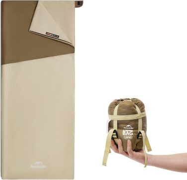 Спальний мішок Naturehike Ultraleicht: ультралегкий, 680/760г, для 3 сезонів, 190x75/205x85 см, для походів, рюкзаків, кемпінгу, 15°C, темно-коричневий/світло-коричневий-XL