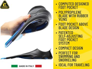 Ласти для плавання Cressi Agua Short - короткі, зручні, з саморегулюванням, для подорожей, блакитні/азурні, EU 45/46 (11.5/12.5-12.5/13.5 US)