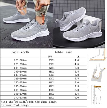 Спортивне взуття для жінок та чоловіків: кросівки для бігу, фітнесу, прогулянок та повсякденного носіння. Розміри 35-45 EU. Колір: сірий