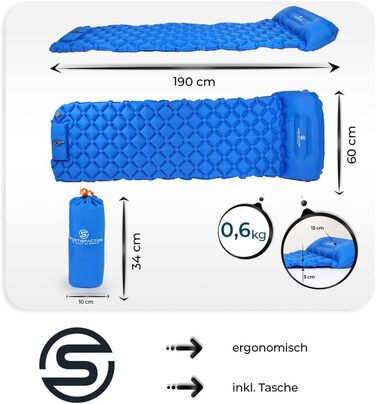 Каремат туристичний самонадувний Outdoor Ultraleicht: легкий, компактний, з ергономічною структурою, водостійкий для кемпінгу