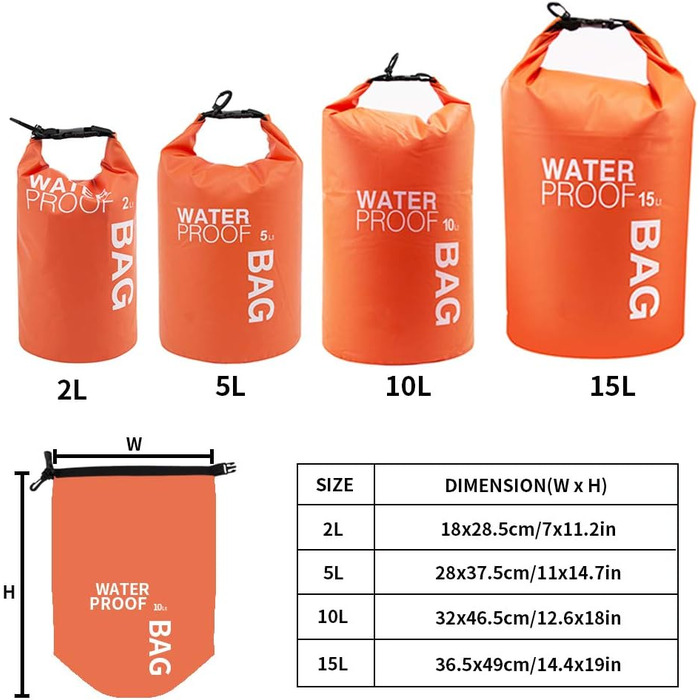Водонепроникна сумка Uncle Paul 2L Orange - для каякінгу, риболовлі, кемпінгу та водних видів спорту