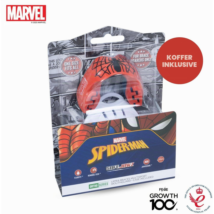 Капа спортивна Marvel Spider-Man для захисту зубів з брекетами, універсальний розмір. Капа для регбі, MMA, боксу, хокею, дзюдо, кікбоксингу та інших контактних видів спорту