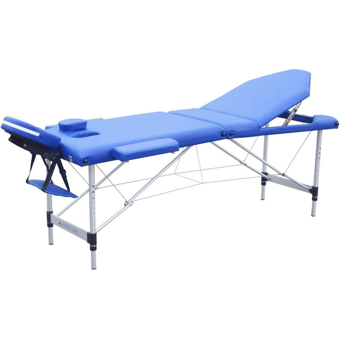 Складний масажний стіл Mobiclinic CA-01 Plus 186x60 см, алюміній, екошкіра, з підголівником, 3-секційний, для фізіотерапії, європейський бренд, регульована висота, портативний