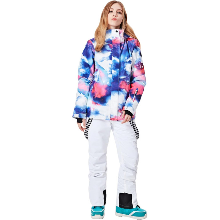 Жіночий гірськолижний костюм ALSOGO: вітро- та водонепроникний комплект з курткою та трикотажними штанами для катання на лижах, сноуборді та альпінізмі (SMNHua+Black)