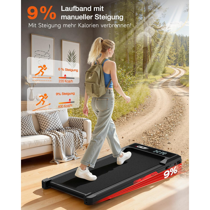 Бігова доріжка електрична складана з кутом нахилу 9%, 1-10 км/год Walking Pad для дому та офісу, двигун 3.0 к.с., LED-дисплей, амортизація, до 140 кг, чорна