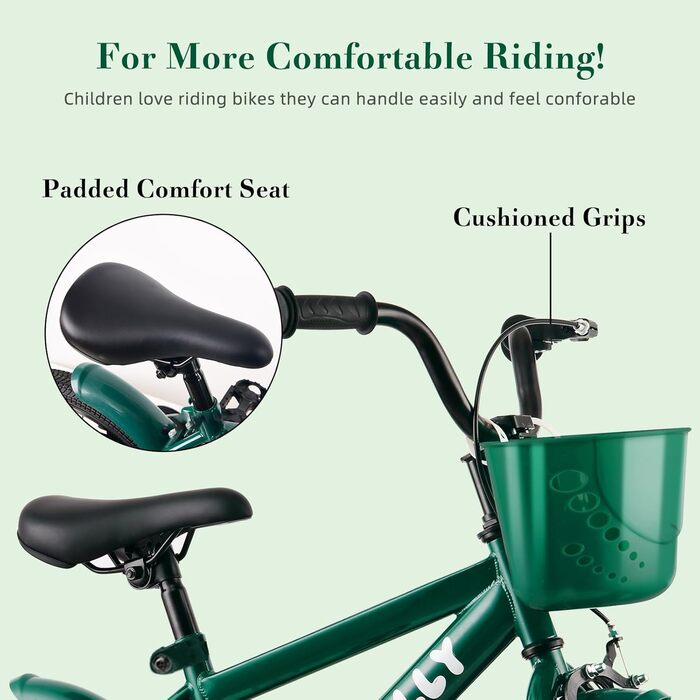 Дитяче велосипед RULLY Динозавр для хлопчиків 2-7 років, 12/14/16 дюймів, BMX, з додатковими колесами, зелений