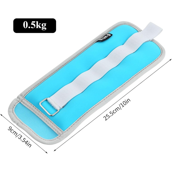 Набір вантажів для зап'ястя та щиколоток, 0,25/0,5 кг, 2 шт. - для фітнесу, бігу, йоги, танців (блакитний)