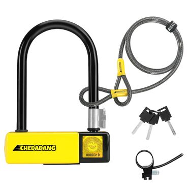 Замок U-Lock для електросамокатів та велосипедів, 1,2 м/10 мм кабель, 3 ключі, захист від крадіжок