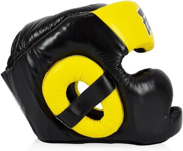 Кінцева захист голови Fairtex Super Sparring Boxen Leder (Hg13 Full Head, Чорний/Жовтий, L)