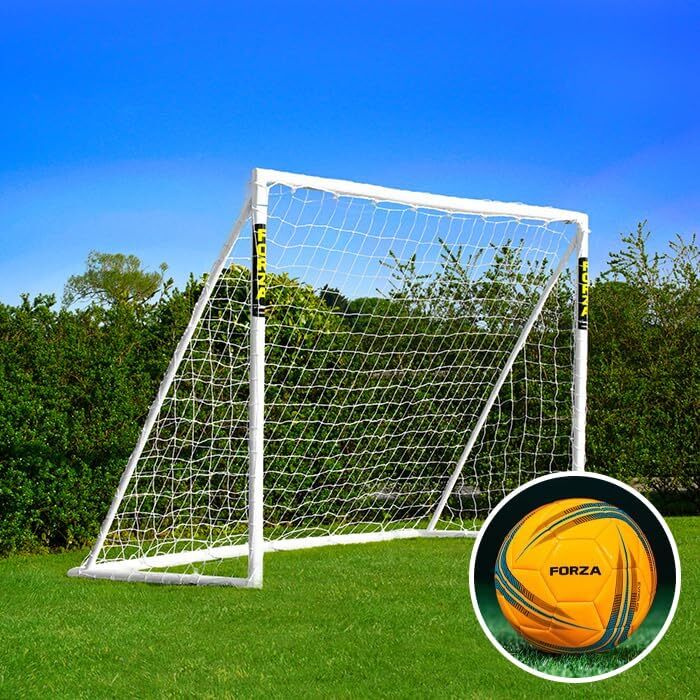Ворота для футболу FORZA 2,4 x 1,8 м, Allwetter, міцний uPVC, ціль-фільм, футбольний м'яч та сумка опційно