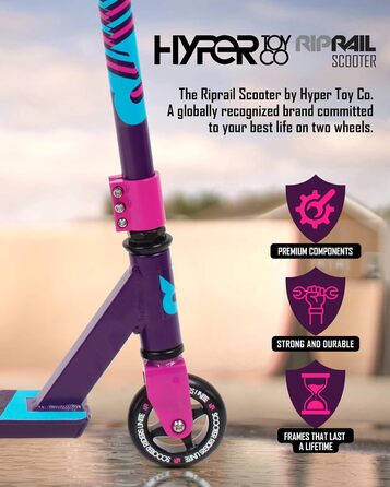 Дитячий трюковий самокат Riprail Matte Stunt Scooter для міста, від 6 років, фіолетовий