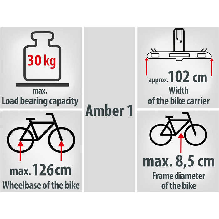 Велосипедний багажник EUFAB AMBER 1 для 1 велосипеда, E-Bike сумісний, для причепа, частково зібраний, чорний