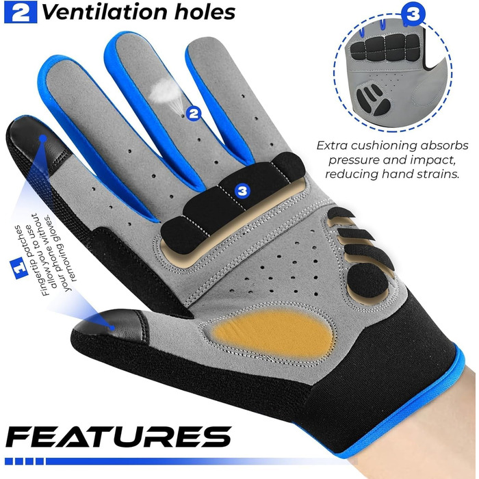 Велосипедні рукавички BEAST RAGE Vofinger для їзди по горах, BMX, MTB, шосе, чоловічі та жіночі, сині