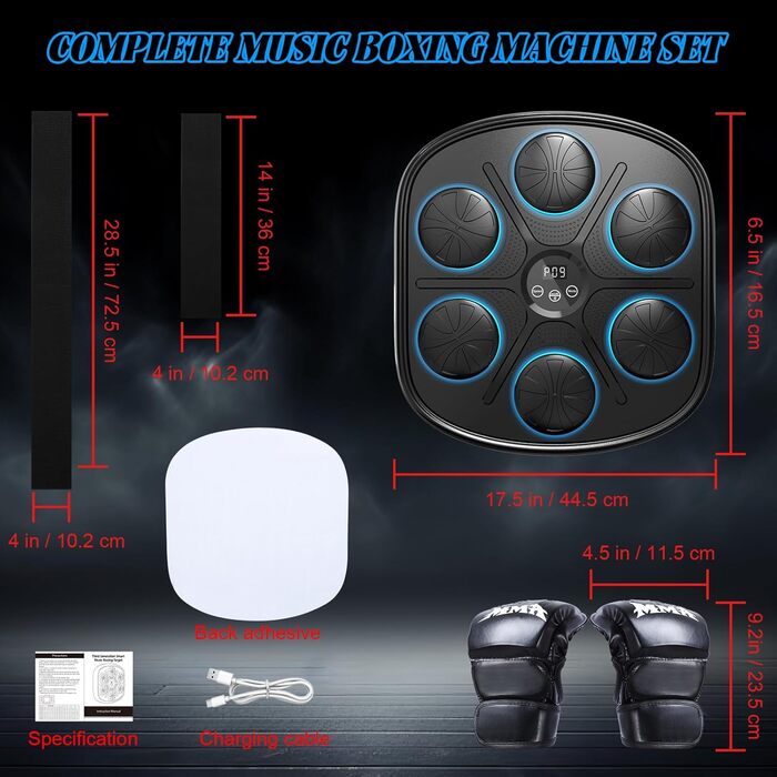 Розумна музична боксерська машина (оновлена версія), настінна Bluetooth музична груша з рукавичками для дорослих і дітей, для дому та приміщень