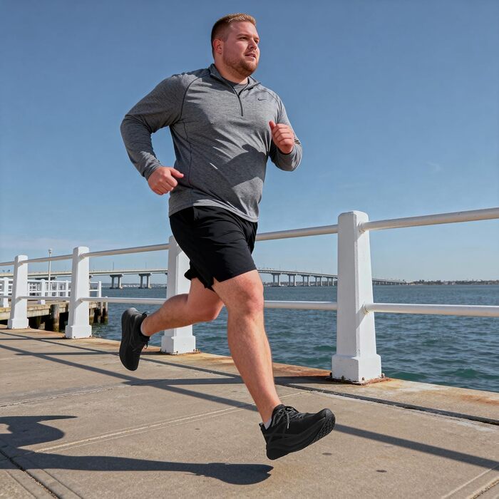 Чоловічі кросівки Allswifit для бігу по дорозі, амортизуючі, з підтримкою склепіння стопи, чорні (44 EU)