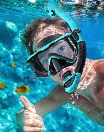 Набір для снорклінгу для дорослих: маска, трубка, регулятор. Зелений+Чорний