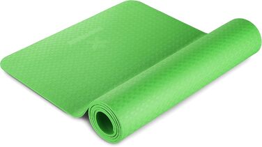 Килимок для йоги BODYMATE Premium TPE 183x61 см, нековзкий, фітнес-мат для йоги, пілатесу, спорту, товщина 6 мм, зелений