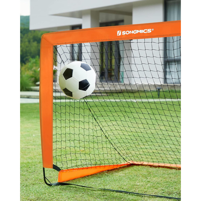 Ворота для футболу SONGMICS для дітей, 2 шт., Pop-up, 90x120x90 см, швидкий монтаж, для саду, парку, пляжу, стійки з скловолокна, оксфордська тканина та поліестерна сітка (оранжевий)