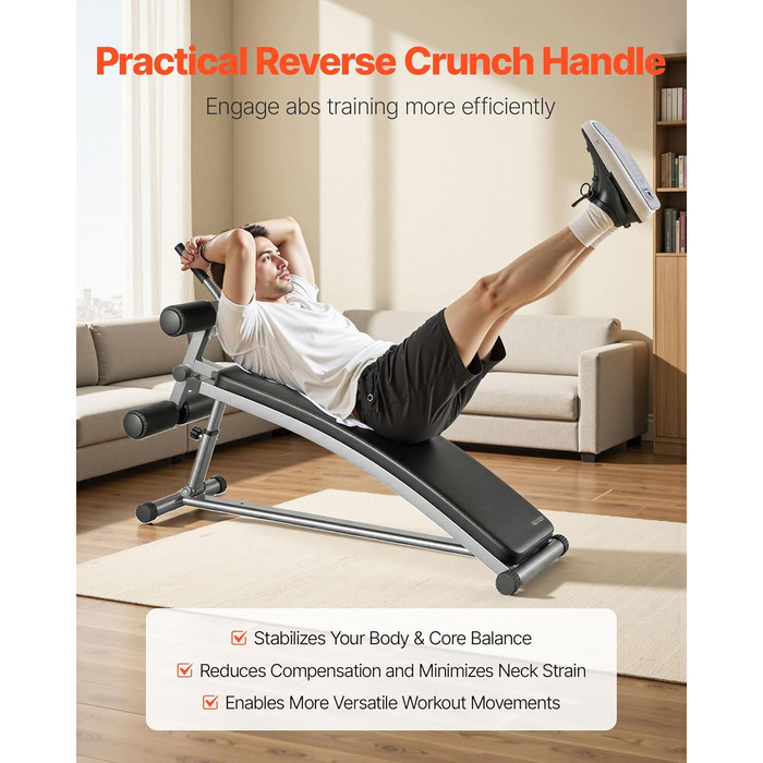 VEVOR Лавка для пресу з перевернутим хватом, регульована висота, міцна сталь, до 227 кг, для фітнесу вдома, силові тренування, розвиток м'язів всього тіла