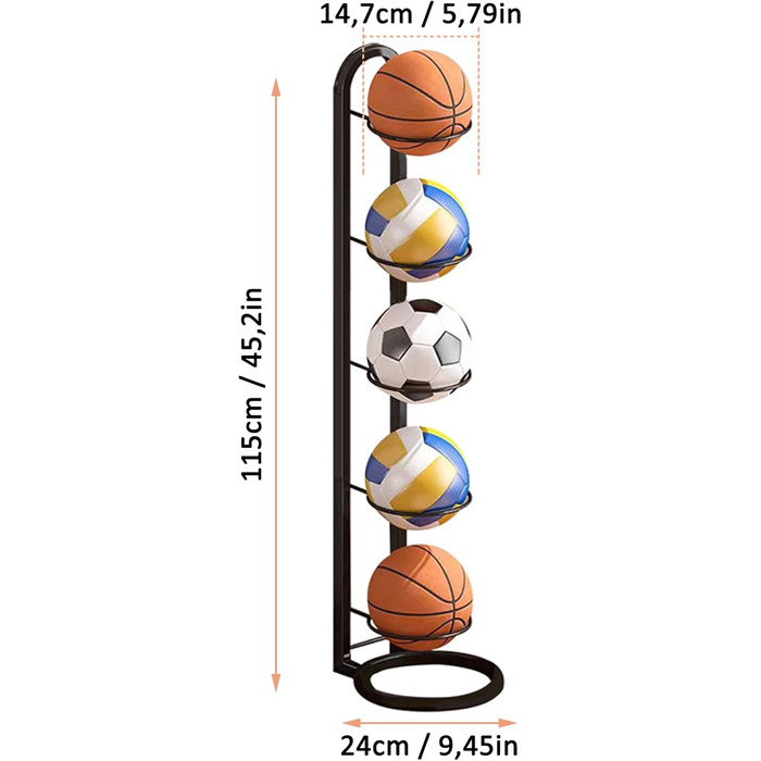 Стійка для зберігання м'ячів: баскетбол, футбол, волейбол. Вертикальна підставка для м'ячів