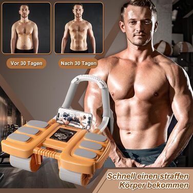 Ролер для пресу з опорою на лікті, автоматичний відскок, тренажер для пресу для жінок та чоловіків (Оранжевий)