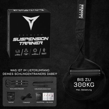 Слінг-тренер Breaking Limits для дому – тренажер для силових вправ – обладнання для силових тренувань – стрічки слінтренера для тренувань всього тіла – фітнес на відкритому повітрі – підвісний тренажер